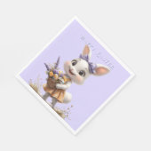 Happy Smiling Paashaas Eieren Lavendel Bow Servet (Hoek)