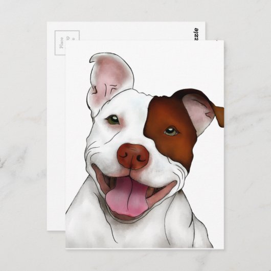 Happy Smiling Pitbull Briefkaart (Voorkant / Achterkant)