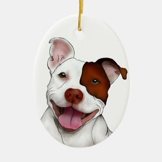Happy Smiling Pitbull Keramisch Ornament (Voorkant)