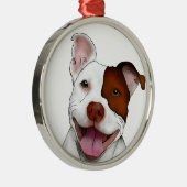 Happy Smiling Pitbull Metalen Ornament (Rechts)