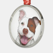 Happy Smiling Pitbull Metalen Ornament (Links)