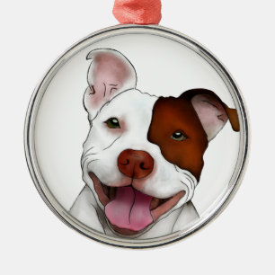 Happy Smiling Pitbull Metalen Ornament