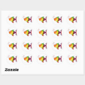 Happy Smiling Rainbow Fish and Bubbles Ronde Sticker (Vel)