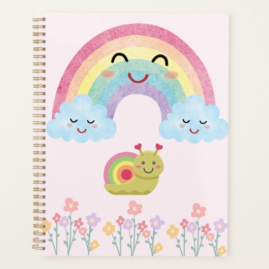 Happy Smiling Rainbow with Cute Snail & Fluffy  Planner (Voorkant)