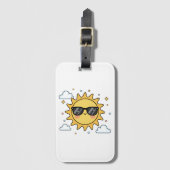 Happy Smiling Sun Cartoon - Minimalist Kawaii Suns Bagagelabel (Voorkant (verticaal))