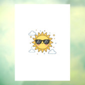 Happy Smiling Sun Cartoon - Minimalist Kawaii Suns Raamsticker (Vel 3)