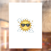 Happy Smiling Sun Cartoon - Minimalist Kawaii Suns Raamsticker (Vel 2)