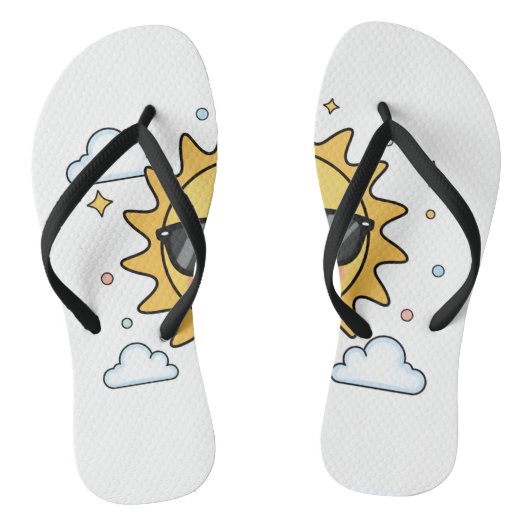 Happy Smiling Sun Cartoon - Minimalist Kawaii Suns Teenslippers (Voetbed)