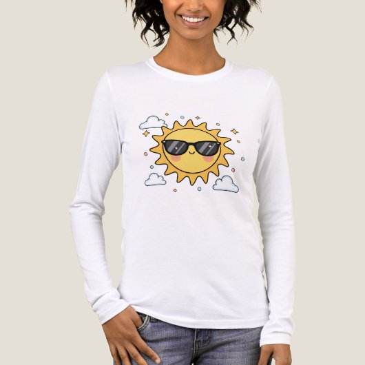 Happy Smiling Sun Cartoon - Minimalist Kawaii Suns Tri-Blend Shirt (Voorkant volledig)