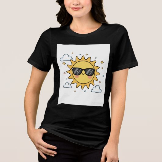 Happy Smiling Sun Cartoon - Minimalist Kawaii Suns Tri-Blend Shirt (Voorkant)