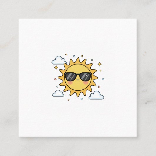Happy Smiling Sun Cartoon - Minimalist Kawaii Suns Vierkante Visitekaartje (Voorkant)