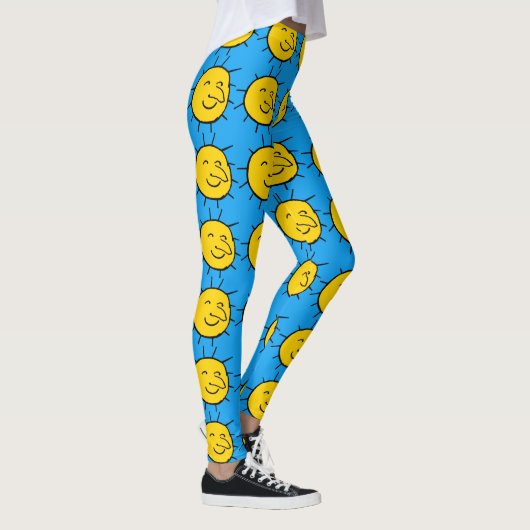 Happy Smiling Sun Face Pattern Leggings (Rechts)