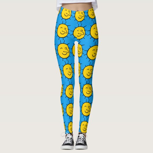 Happy Smiling Sun Face Pattern Leggings (Voorkant)