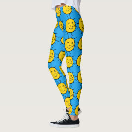 Happy Smiling Sun Face Pattern Leggings