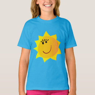 "Happy Smiling Sun" Grappig Geel Grafisch Meisjes  T-shirt