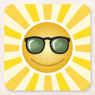 Happy Smiling Sun Kartonnen Onderzetters
