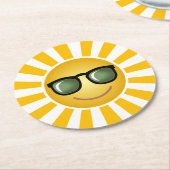 Happy Smiling Sun Ronde Kartonnen Onderzetter (Gebogen)
