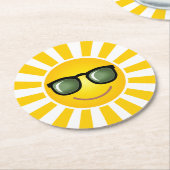 Happy Smiling Sun Ronde Kartonnen Onderzetter (Gebogen)