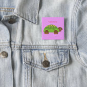 Happy Smiling Turtle Thunder_Cove Vierkante Button 5,1 Cm (In situ)