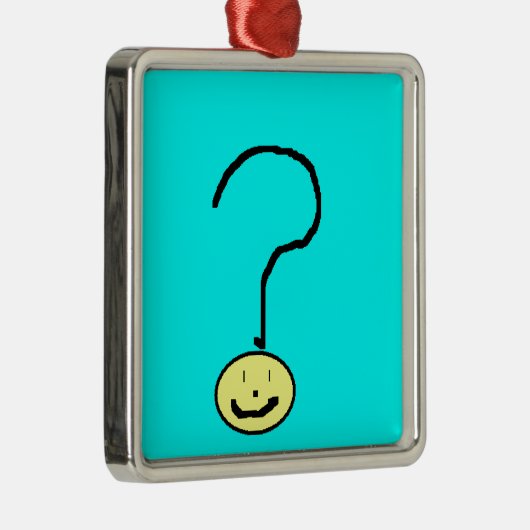 Happy Smiling-vraag Mark Emoji, Kinder kunst Metalen Ornament (Rechts)