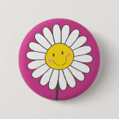 Happy Smiling Whimsical Daisy Button / Pin Badge (Voorkant)