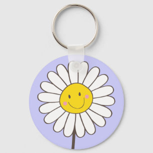 Happy Smiling Whimsical Daisy Sleutelhanger