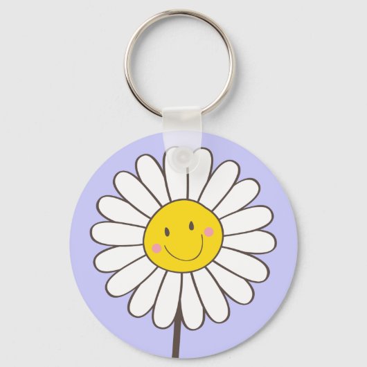 Happy Smiling Whimsical Daisy Sleutelhanger (Voorkant)