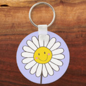 Happy Smiling Whimsical Daisy Sleutelhanger (Voorkant)