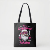 Happy Smokemas Funny Santa met Grote Sigaar Tote Bag (Voorkant)