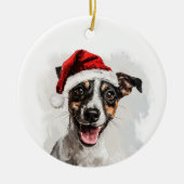 Happy Smooth Fox Terrier Christmas Personalized Keramisch Ornament (Voorkant)