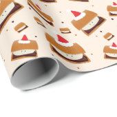 Happy S'more Santa Hats Food Kerstmis Cadeaupapier (Rol Hoek)