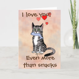 Happy Snack Tabby Cat Valentijnsdag Card Feestdagen Kaart
