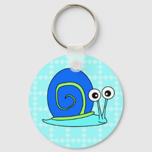 Happy Snail Cartoon Sleutelhanger - blauw