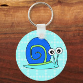 Happy Snail Cartoon Sleutelhanger - blauw (Voorkant)