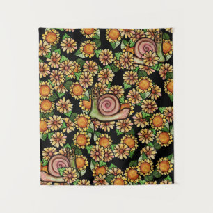 Happy Snail Flowers Wandkleed