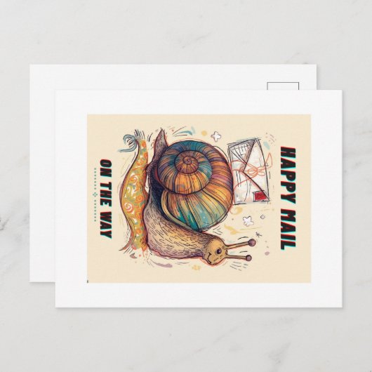Happy Snail Mail Postcard Briefkaart (Voorkant / Achterkant)