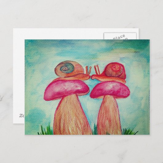 Happy Snail Spring Briefkaart (Voorkant / Achterkant)