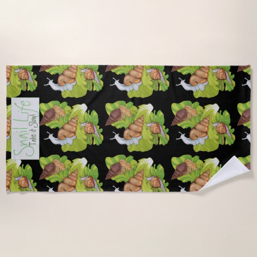 Happy Snails op Sla Leaf Art Strandlaken (Voorkant)