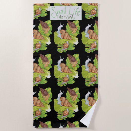 Happy Snails op Sla Leaf Art Strandlaken (Voorkant)