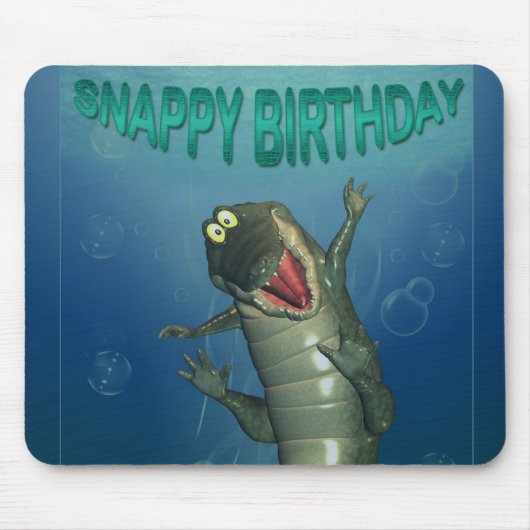 Happy Snappy Birthday crocodile mousepad muis Muismat (Voorkant)