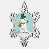 Happy snewman Chrismas groet keepomwille Tin Sneeuwvlok Ornament (Rechts)