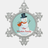 Happy snewman Chrismas groet keepomwille Tin Sneeuwvlok Ornament (Voorkant)