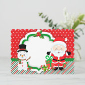 Happy snewman en Santa Claus Feestdagenkaart (Staand voorkant)