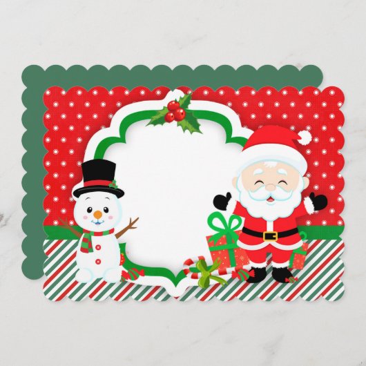 Happy snewman en Santa Claus Feestdagenkaart (Voorkant / Achterkant)