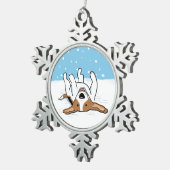 Happy Snow Beagle - Cute Dog Kerstfeestdag Tin Sneeuwvlok Ornament (Rechts)