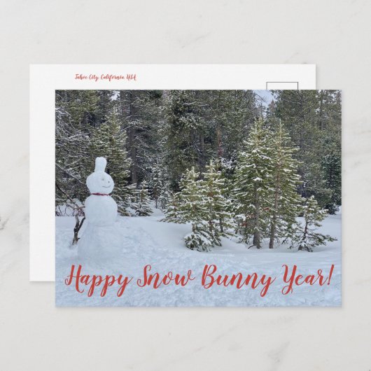 Happy Snow Bunny Year. Briefkaart (Voorkant / Achterkant)