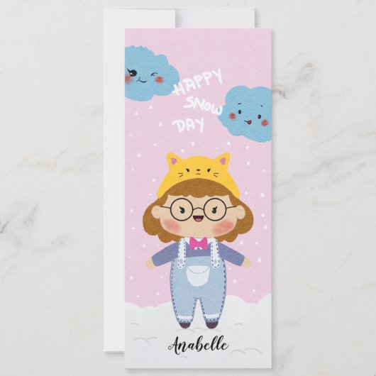 Happy Snow Day Illustration Name Bladwijzer Feestdagenkaart (Voorkant)