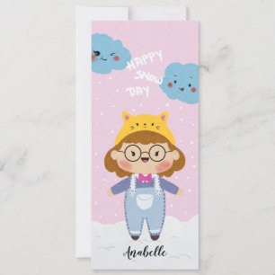 Happy Snow Day Illustration Name Bladwijzer Feestdagenkaart