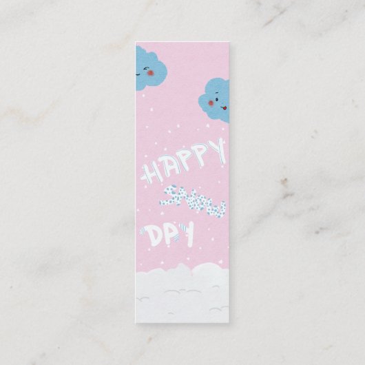 Happy Snow Day Illustration Name Bladwijzer Mini Visitekaartje (Achterkant)