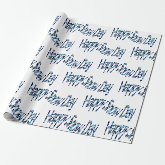 Happy Snow Day Wrapping Paper Cadeaupapier (Uitgerold)